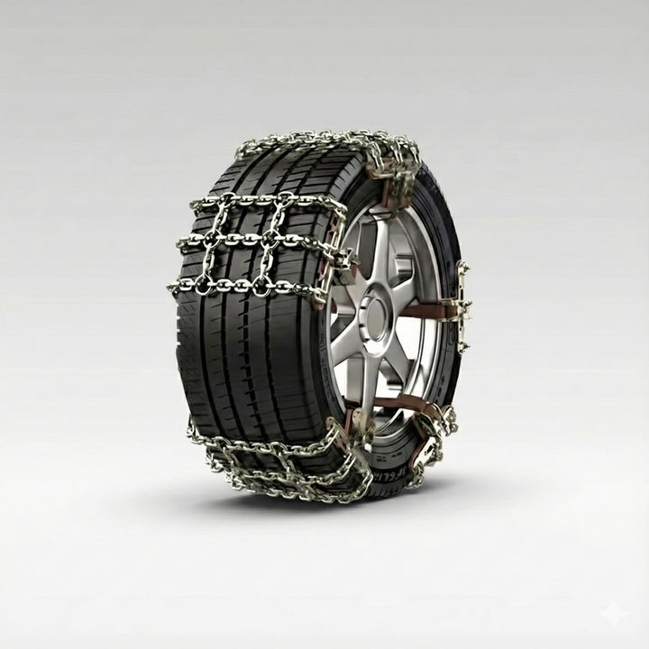 Universal car tire snow chains for enhanced traction on icy roads