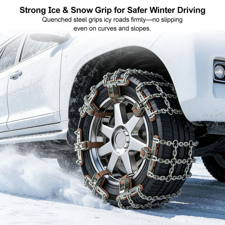 Easy install manganese steel snow chains for winter driving safety