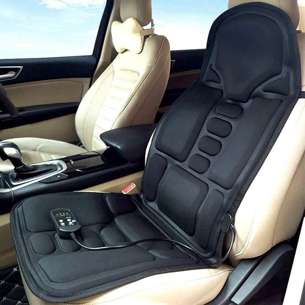Universal heated massage chair pad with shiatsu for full back and neck pain relief at home.