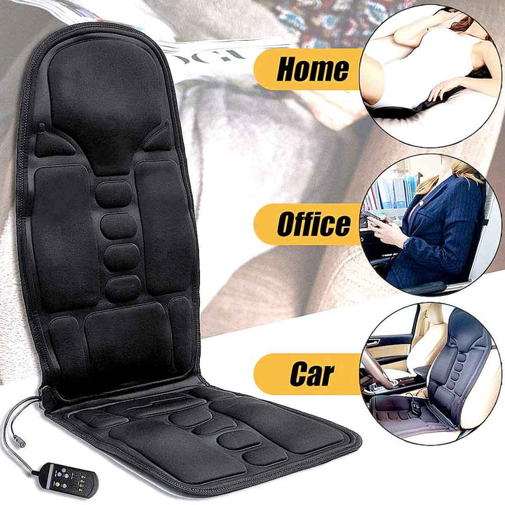 Smart heated shiatsu massager for universal chairs, delivering targeted pain relief and relaxation wherever you are.