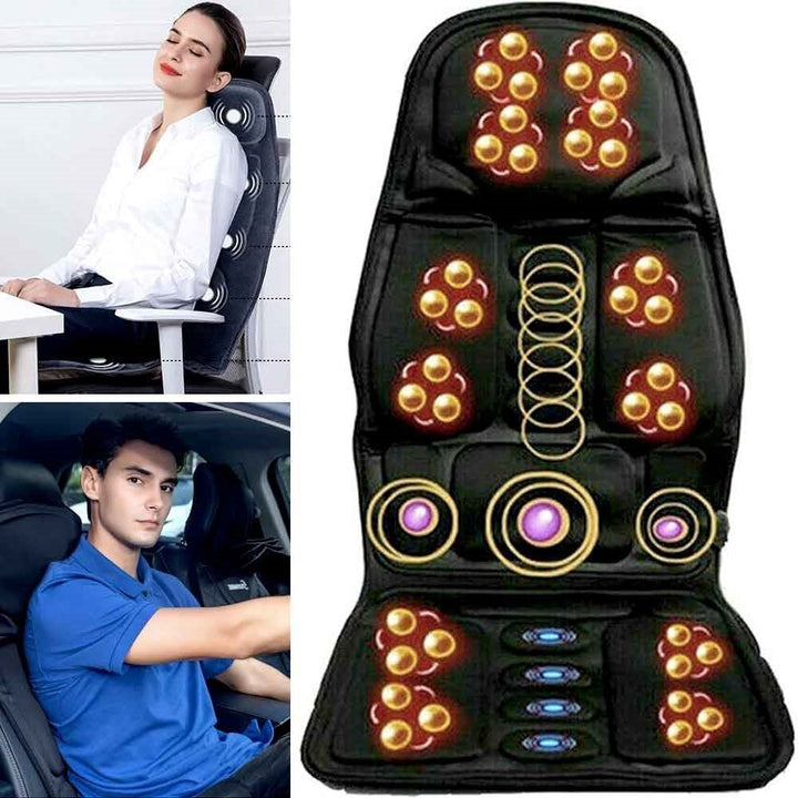 Electric vibrating massager pad for car seats, offering soothing heat and muscle tension relief during drives.