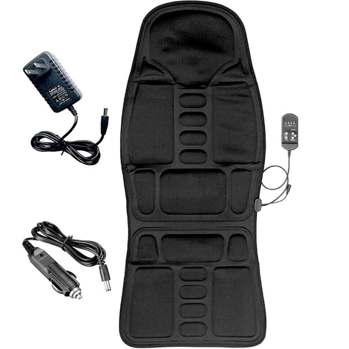 Heated shiatsu back and neck massager pad, perfect for relaxation and pain relief on any home chair or sofa.