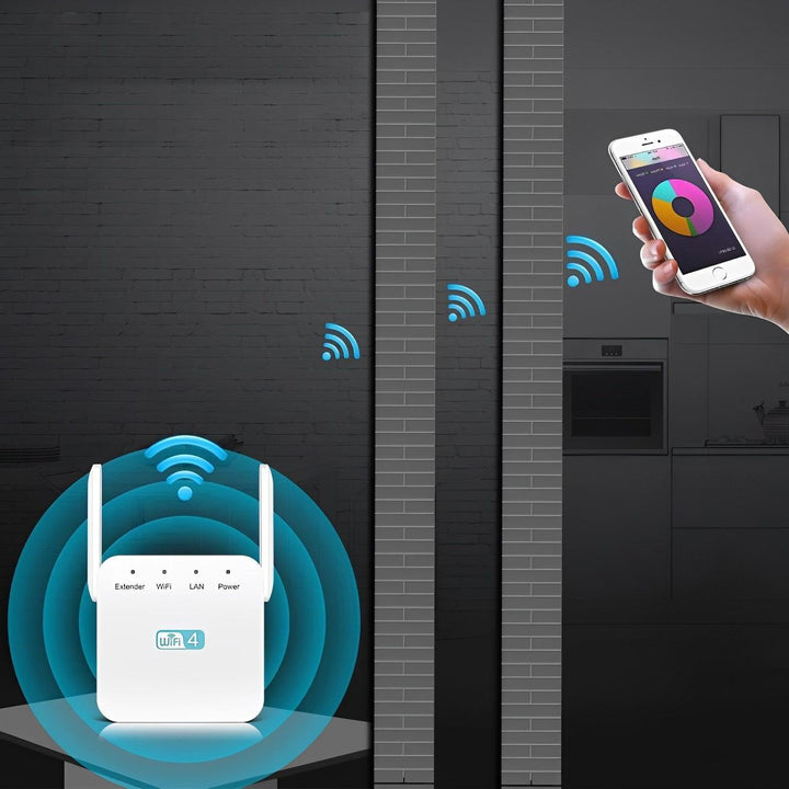 Compact wall-plug WiFi Extender. Boost signal, eliminate dead zones for improved home networking & long-range wifi.