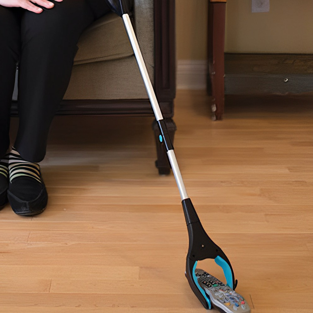 Universal long-reach grabber tool, foldable & rotatable, heavy-duty for hard-to-reach items. Mobility aid.