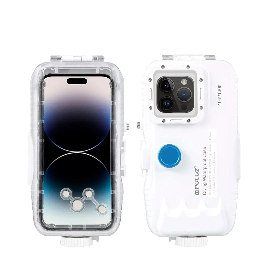 Universal waterproof iPhone diving case for 130ft (40m) depth, perfect for underwater photography.