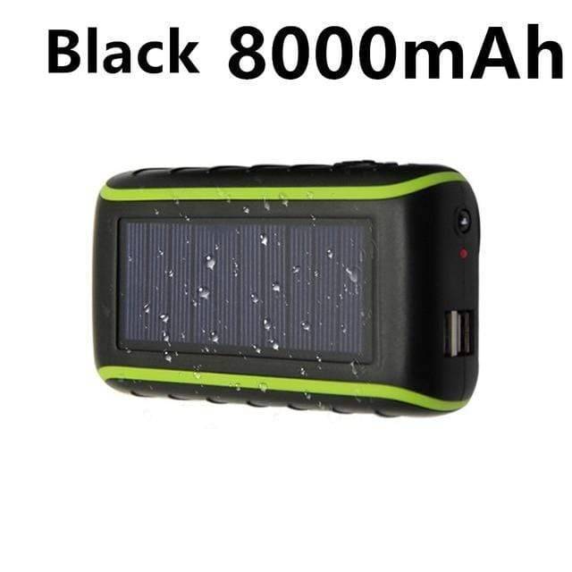 Versatile hand crank solar power bank, perfect for camping, hiking, and unexpected outages, with light