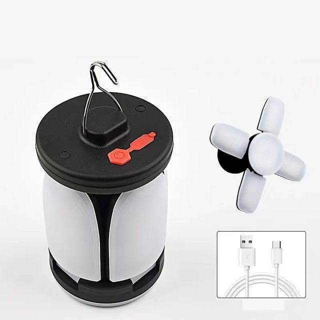High-lumen LED camping lantern, solar-powered, USB rechargeable, and portable