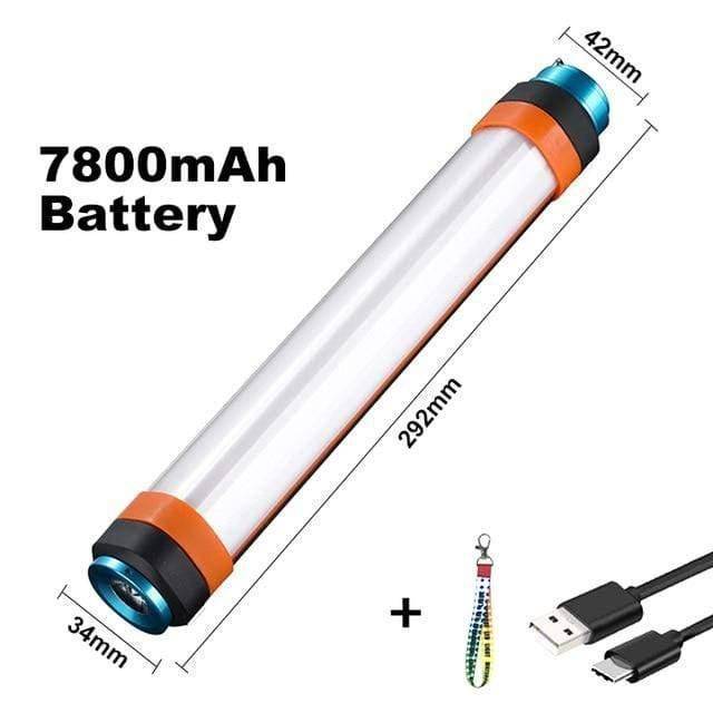 Portable LED camping light, USB rechargeable and waterproof, ideal for outdoor adventures, hiking, and survival kits
