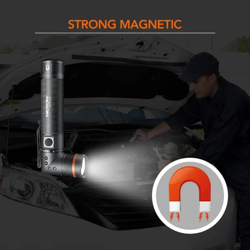 Emergency LED light: 90° rotatable, magnetic base, USB rechargeable for survival situations