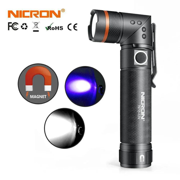 Portable LED flashlight with magnetic base, USB rechargeable, and 90° rotatable for optimal lighting