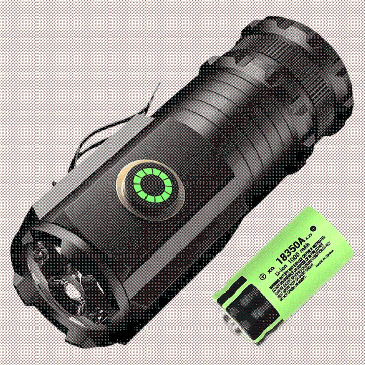USB rechargeable LED flashlight with magnetic base, ideal for camping and outdoor lighting