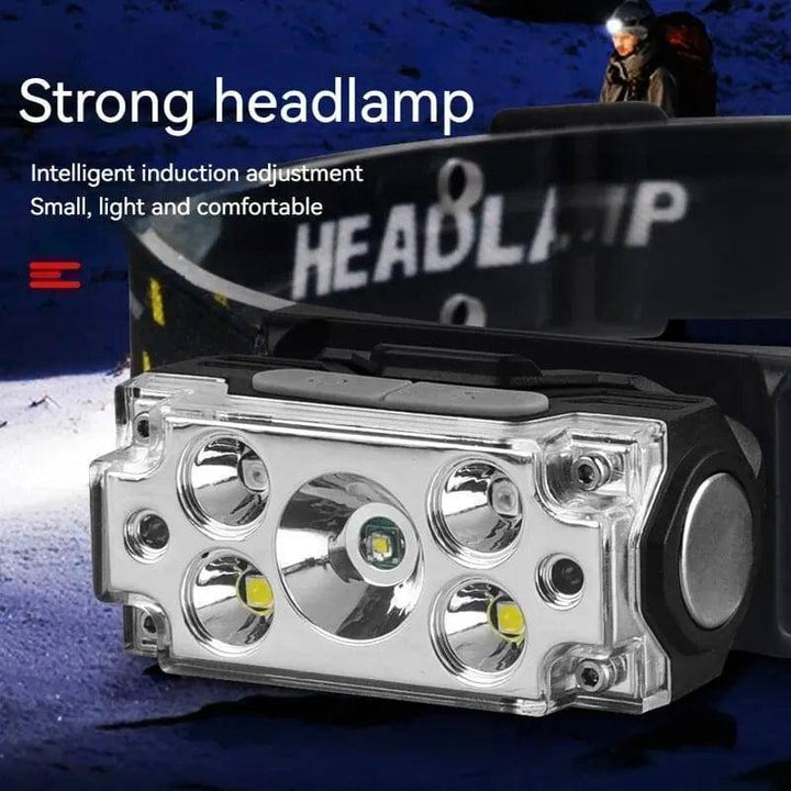 Hands-free portable headlamp with motion sensor, perfect for camping & outdoor use