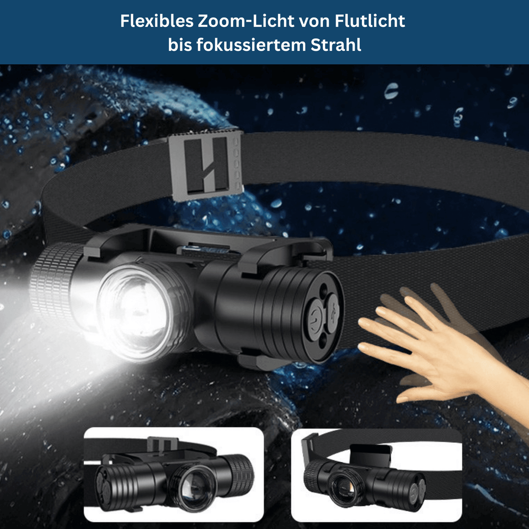 Durable waterproof LED headlamp with USB charging for reliable lighting