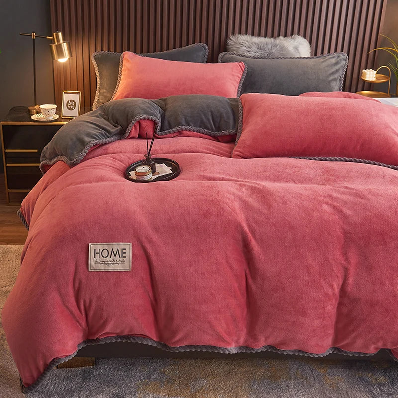 Extreme close-up of the ultra-soft velvet fleece fabric, perfect for a cozy bed, offering luxury and winter warmth.