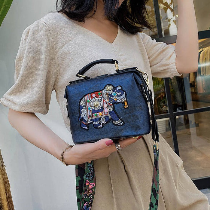 Bohemian shoulder bag with unique embroidered mandala pattern, perfect for daily wear.