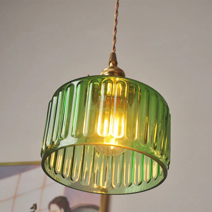 Adjustable modern vintage crystal pendant light, decorative glass lamp for indoor lighting.