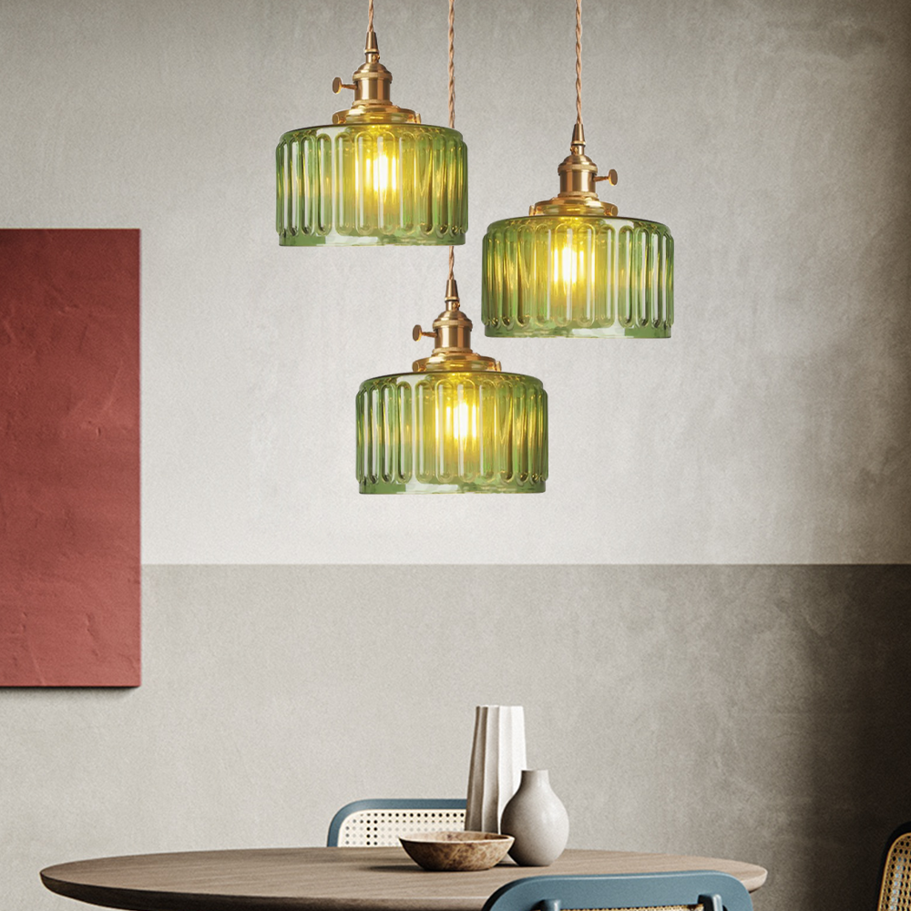 Crystal pendant light with vintage design, a stunning glass lamp for indoor spaces.