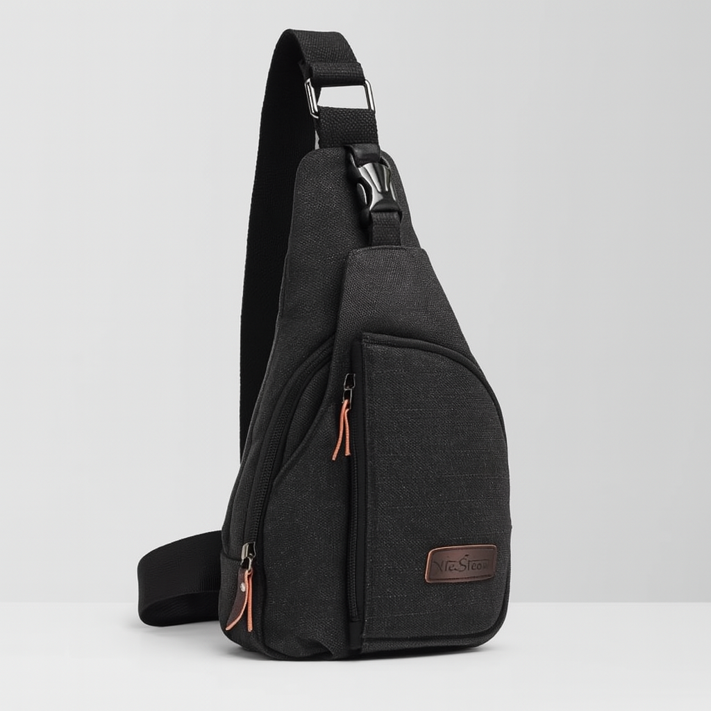 Stylish vintage crossbody chest bag for daily carry. Unisex canvas shoulder pack, great for travel essentials.
