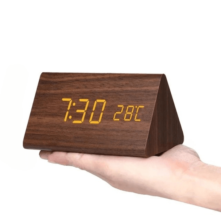 USB powered voice activated LED wooden desk clock, bringing smart functionality to your space.