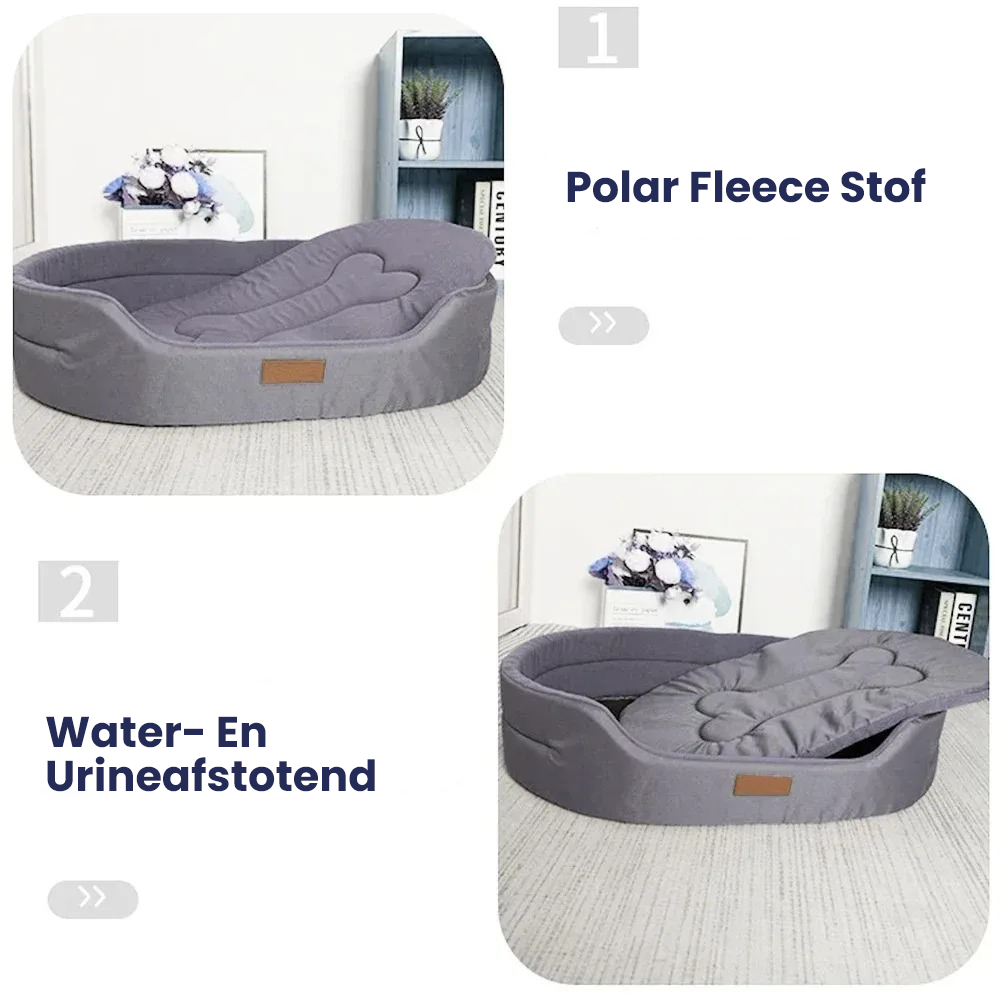 Waterproof dog bed with a soft, plush interior for ultimate pet comfort & durability. Perfect for all dogs.