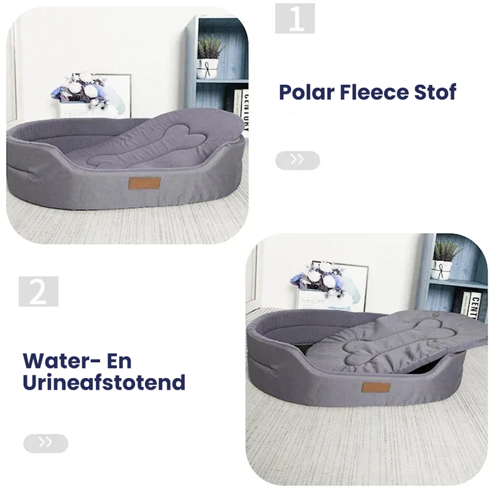 Waterproof dog bed with a soft, plush interior for ultimate pet comfort & durability. Perfect for all dogs.