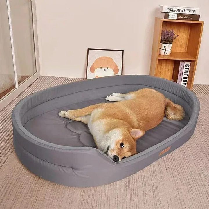 Cozy, washable dog bed featuring a waterproof design & luxurious plush fabric for maximum pet comfort.