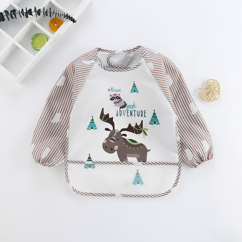 Essential waterproof long-sleeve bib for infants, making feeding time neat and easy.