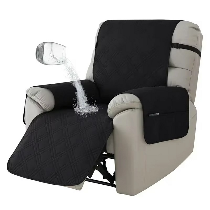 Anti-slip waterproof recliner cover for 1-seater armchairs. Pet & kid-friendly furniture protector. Home decor.