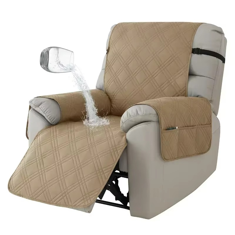 Heavy-duty waterproof recliner cover. Durable furniture protector for single-seater armchairs. Spill-proof.
