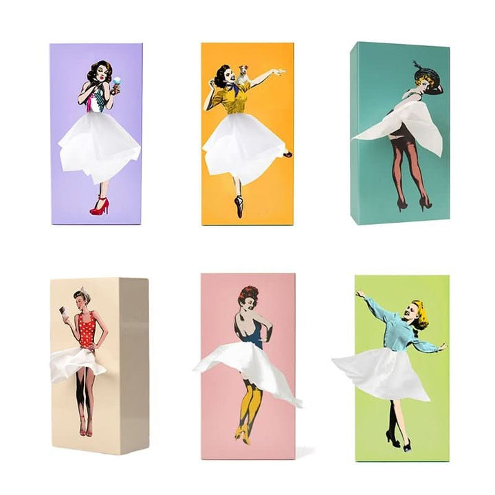 Playful Whimsical Dancer tissue box cover, decorative storage for modern home decor.