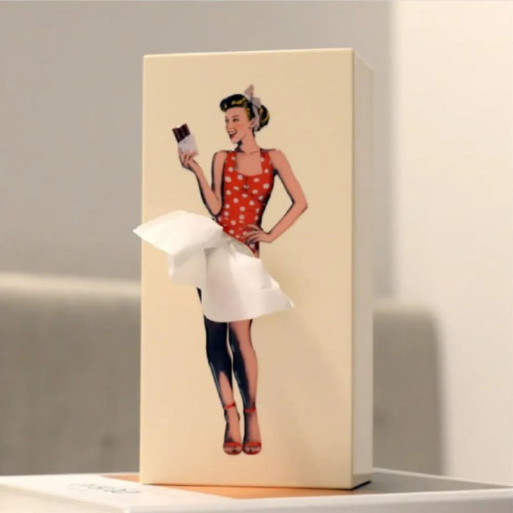 Whimsical Dancer tissue box cover, a colorful plastic home decor organizer & accent.