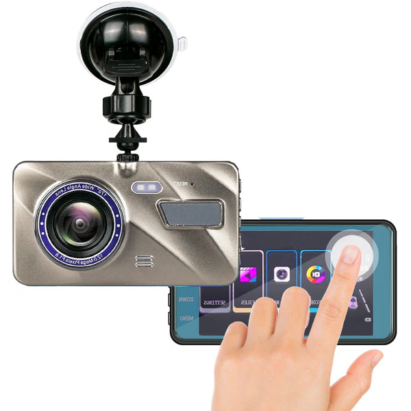 HD wireless front & rear dash cam with advanced night vision, G-sensor, and loop recording for comprehensive vehicle monitoring.