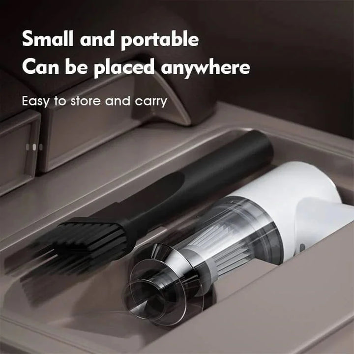 Compact wireless car vacuum cleaner, handheld & lightweight. Rechargeable for convenient quick dry/wet cleaning.