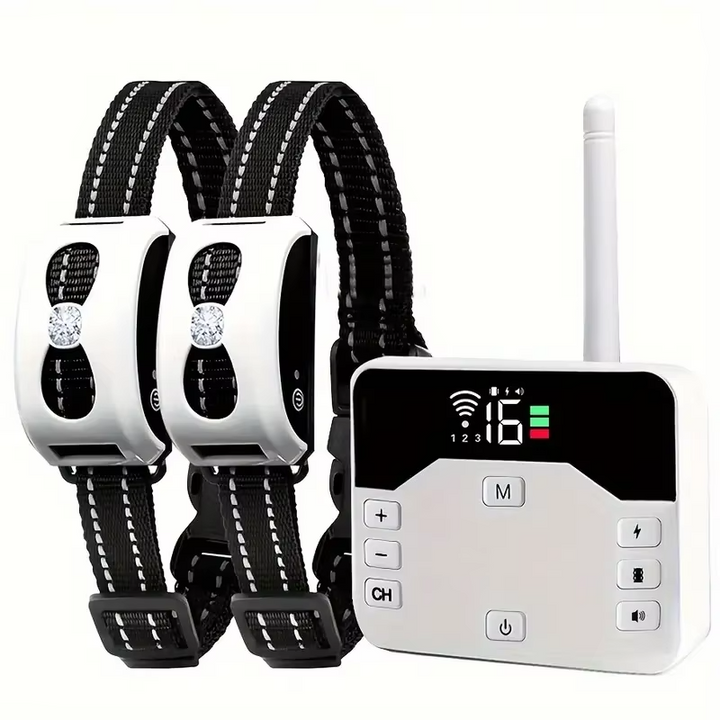 Dog safety: Wireless, waterproof, rechargeable electronic fence boundary system.