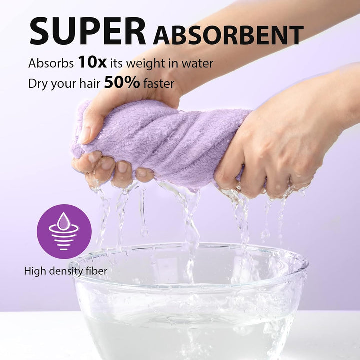 Set of 3 microfiber hair wraps for women's fast drying, reducing frizz.