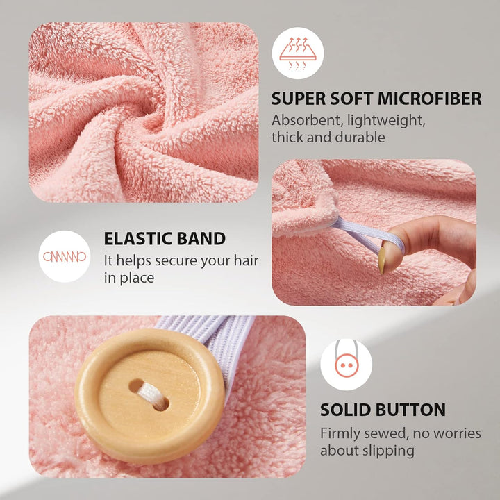 Women's hair care: 3-pack microfiber towel wraps for fast drying & frizz-free hair.