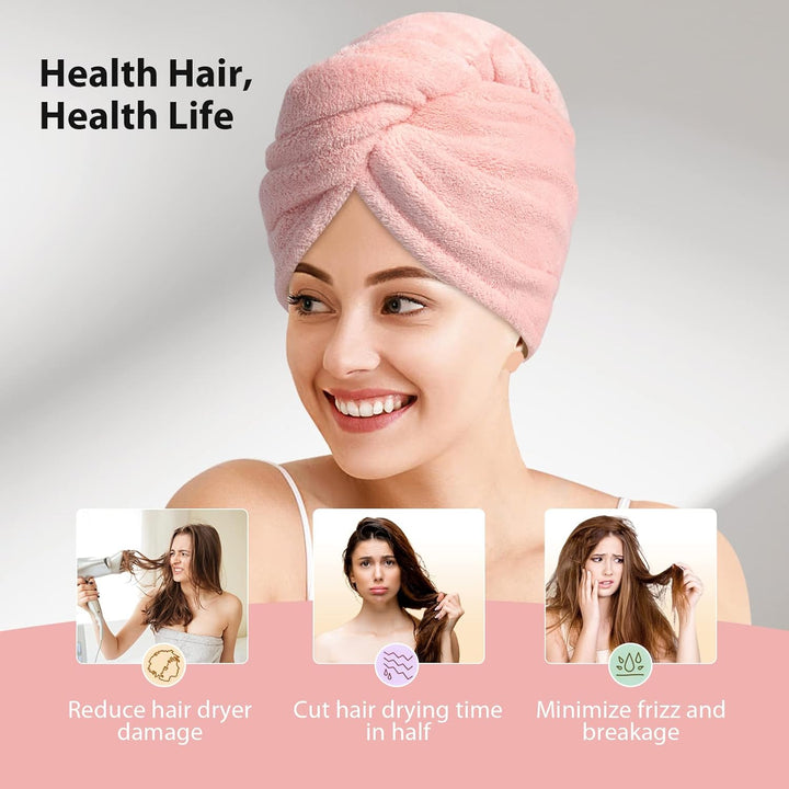 Fast drying 3-pack microfiber hair wraps for women, perfect for curly hair.