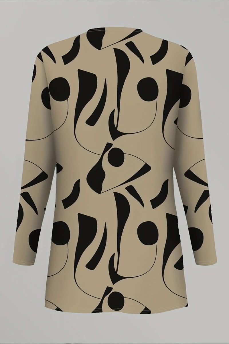 Trendy women's abstract print 3-piece set, perfect for casual modern style & comfortable summer wear.
