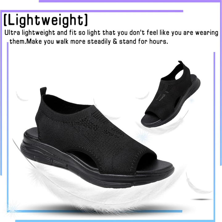 Arch support orthopedic sandals for women, adjustable hook-and-loop straps, ideal for summer.