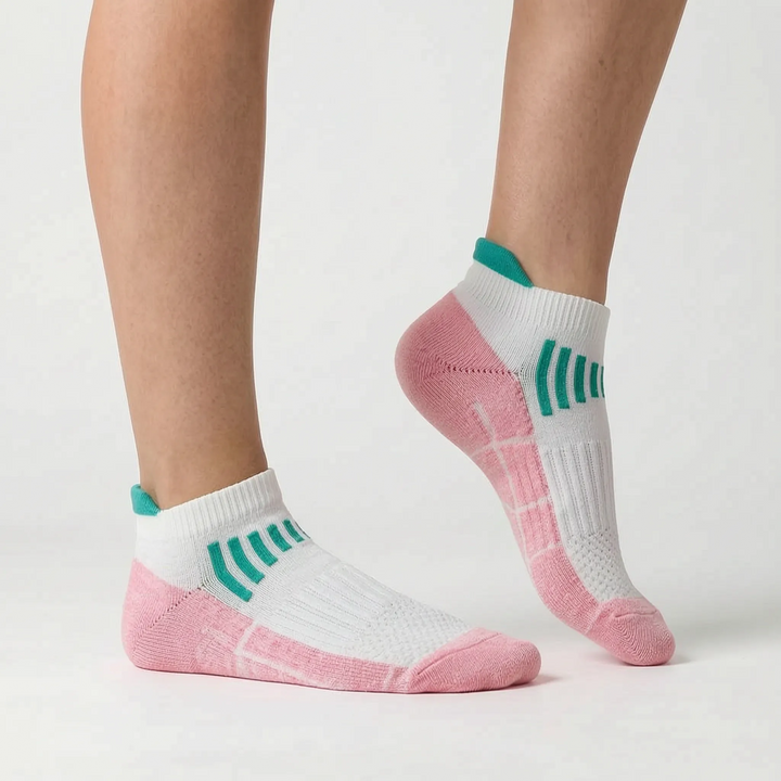 Women's green ankle performance socks, perfect activewear for running, sports & workouts.
