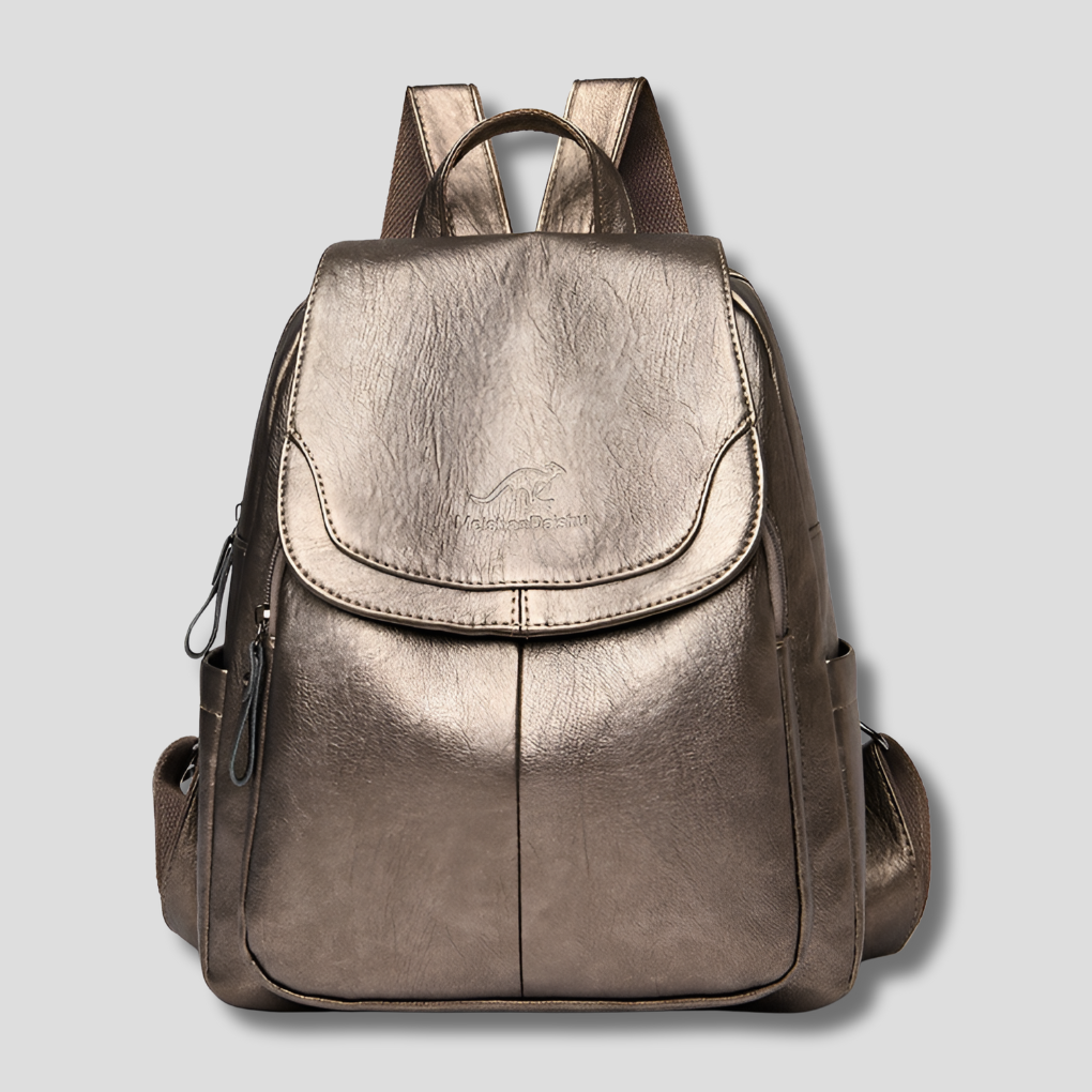 Secure women's anti-theft flap backpack, a stylish alternative to a handbag for travel and daily carry.
