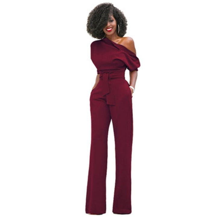 Versatile women's one-shoulder jumpsuit, combining elegant style with a chic wide-leg for any party or evening.