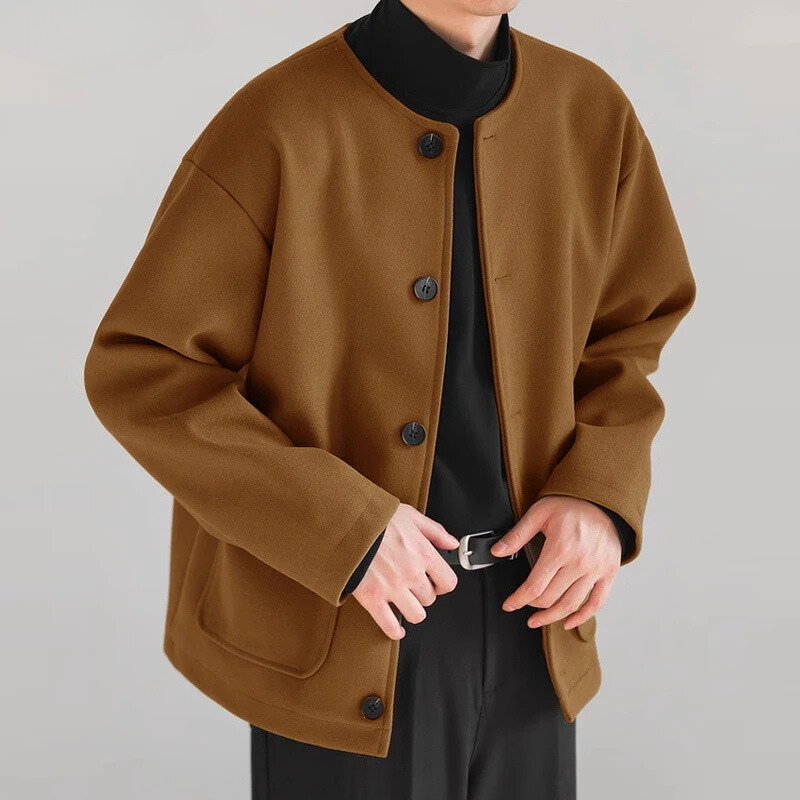 Comfortable Avelon women's button-up jacket with long sleeves, round neckline & front pockets. Stylish outerwear.
