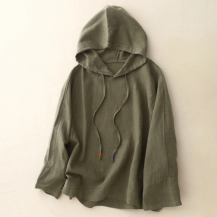 Green Lorial hoodie for women, a comfortable lightweight casual top, ideal for spring, summer, or fall outfits.