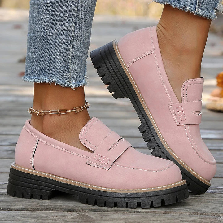Stylish women's chunky platform loafers, versatile footwear for everyday wear & dressy occasions.