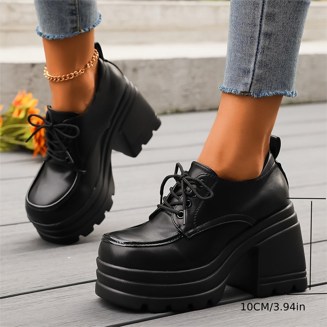 Women's comfortable chunky platform oxfords, designed to elevate your style with a secure lace-up fit.