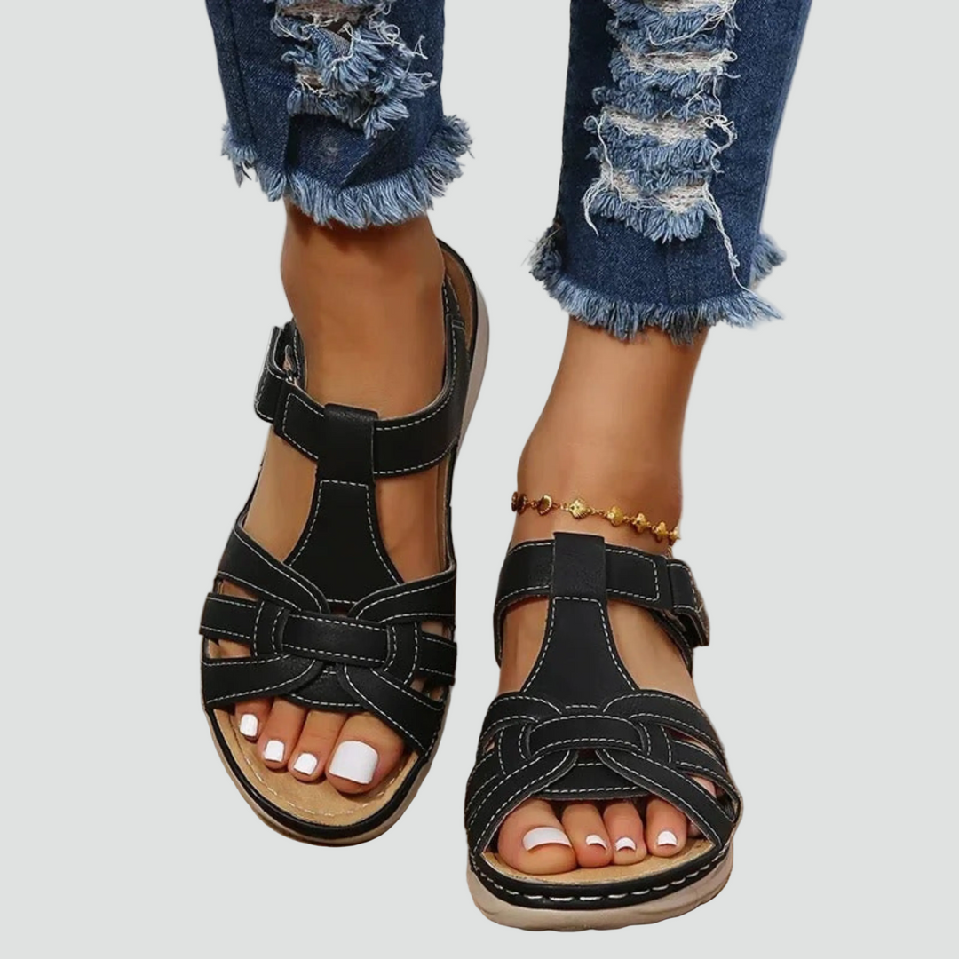Supportive women's comfort footwear: orthopedic sandals with adjustable straps for ultimate daily wear comfort.