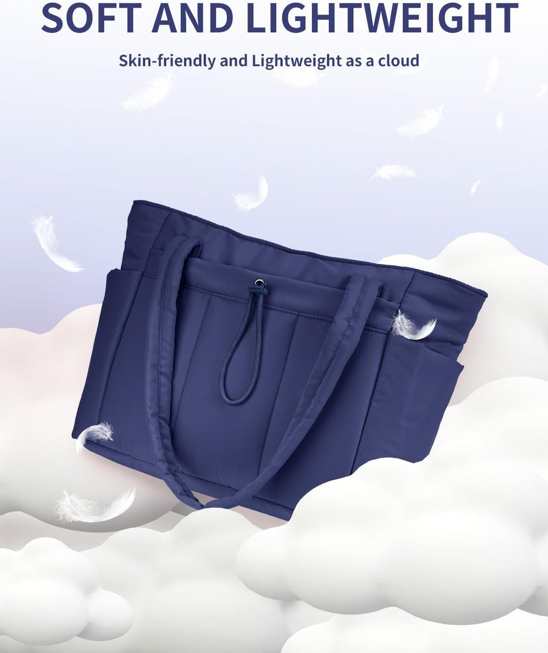 Women's professional quilted bag for work, featuring a laptop sleeve & an integrated cup holder.