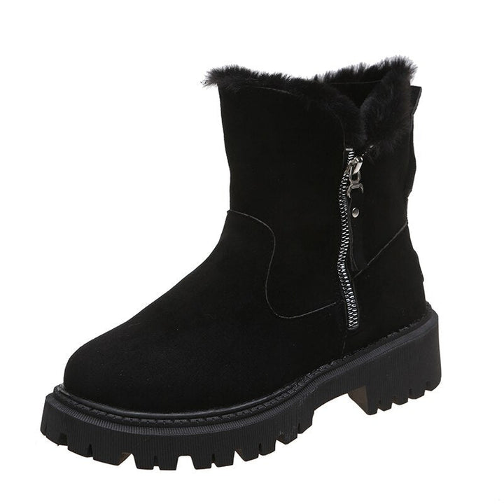Comfortable black women's snow boots, perfect warm footwear for winter style & outdoor use.