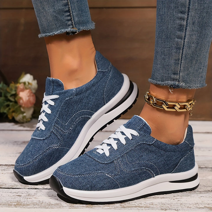 Women's Blaire blue walking sneakers with arch support. Comfortable, ergonomic sole for everyday wear.